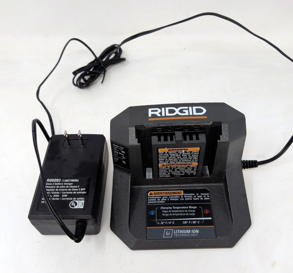 R86093 18V Li-Ion RIDGID Charger Compatible with All RIDGID 18V Batteries